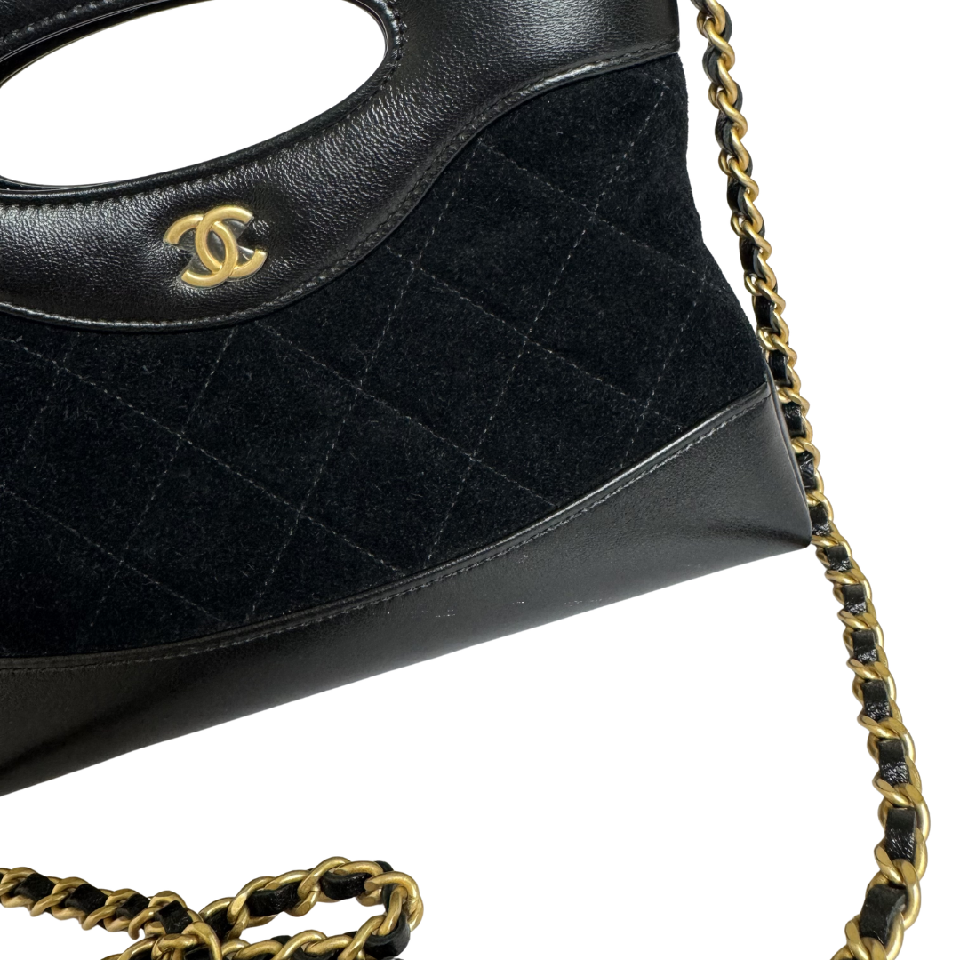 Chanel 31 Mini Shopping Bag in Black Velvet and Lambskin