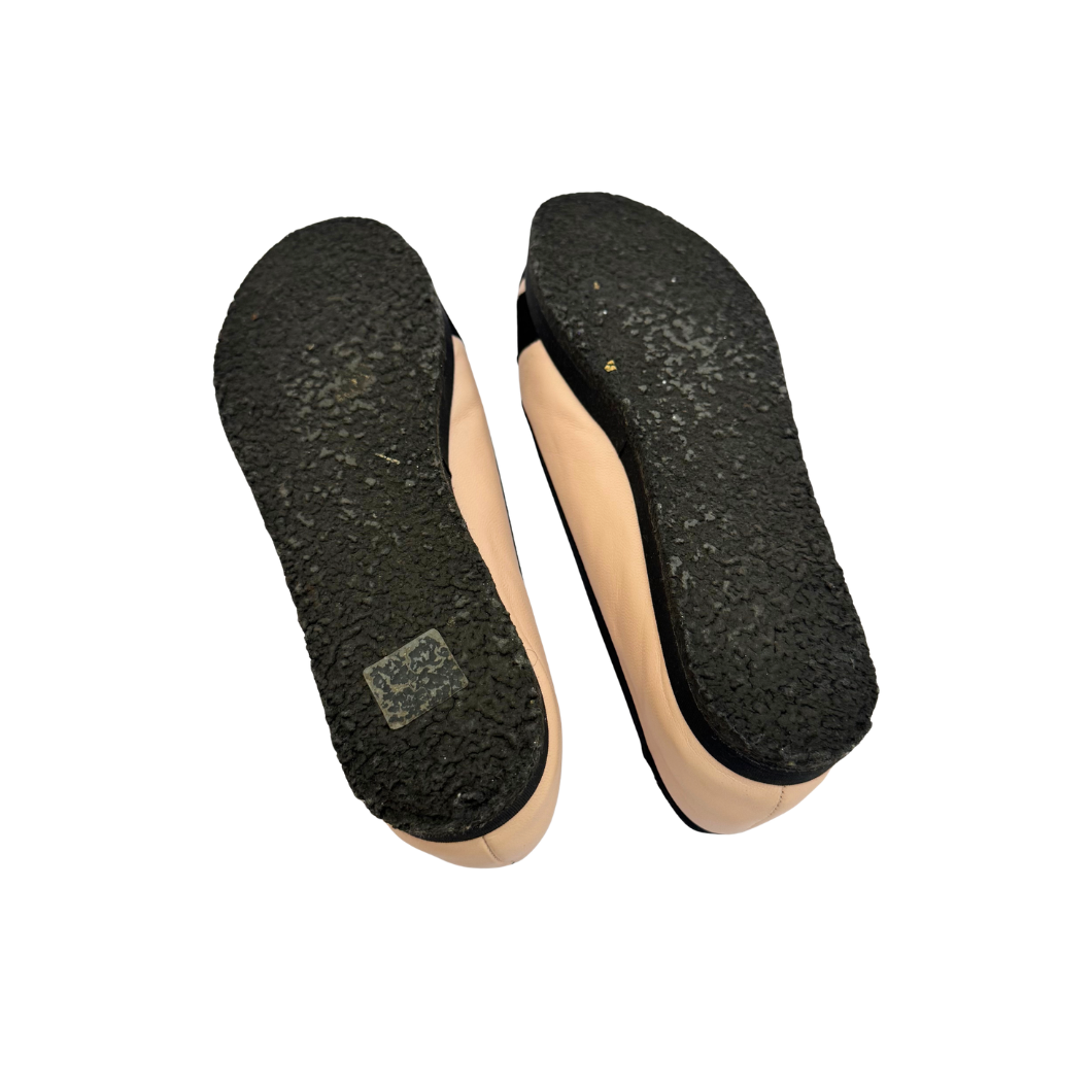 Salvatore Ferragamo Kaci Gancini Ballet Flats in Pink and Black, Size 39