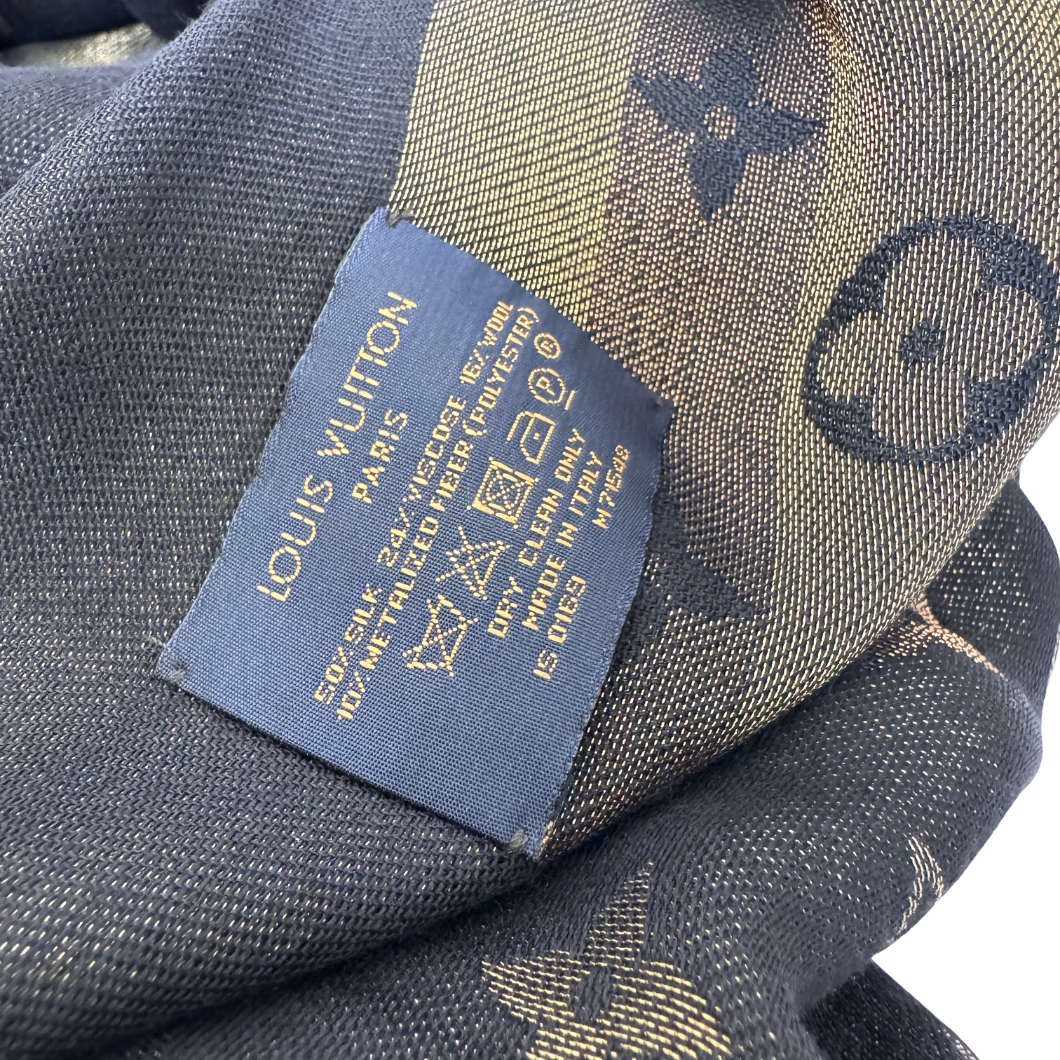 Louis Vuitton So Shine Monogram Scarf in Beige and Brown