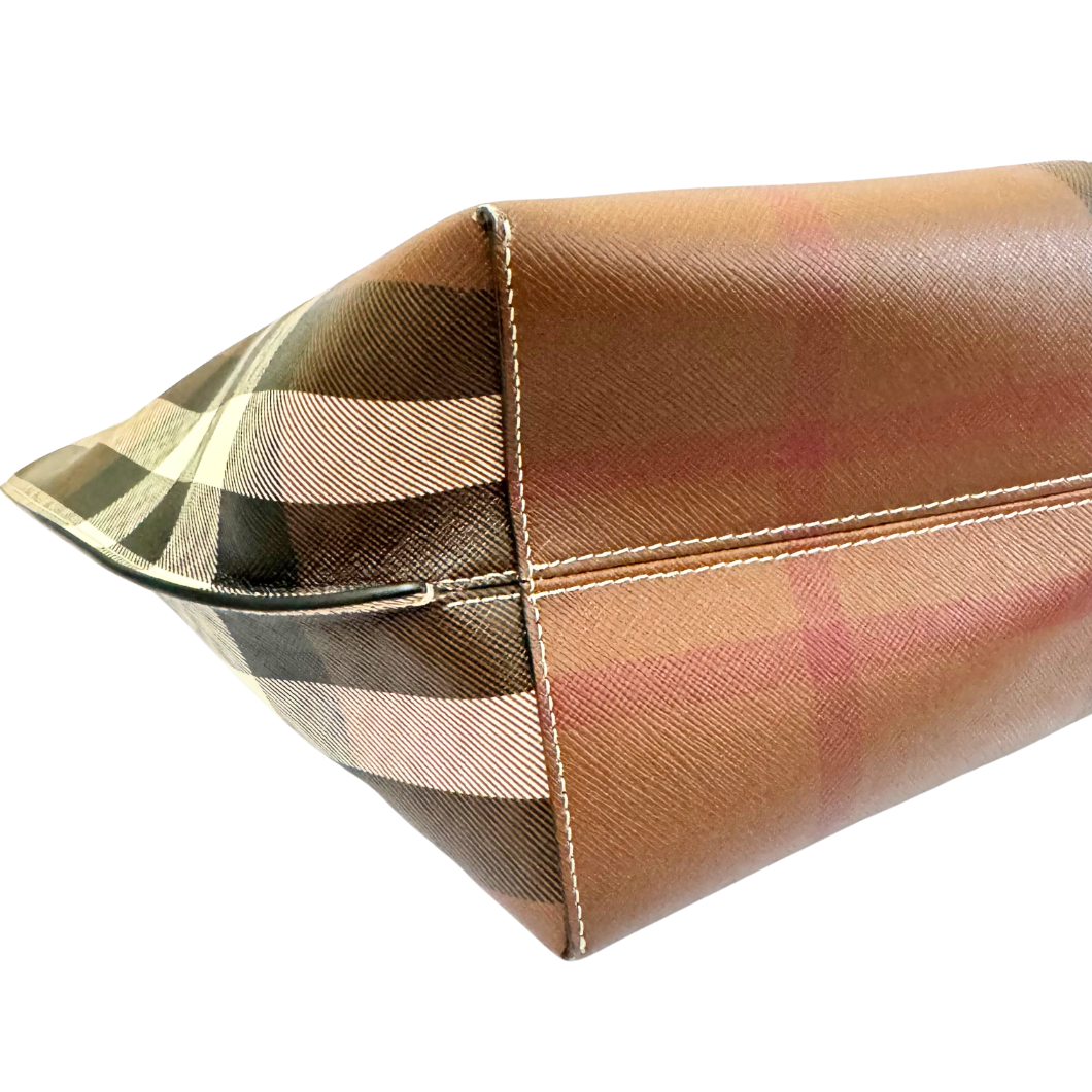 Burberry Medium Check Tote in Dark Birch Brown