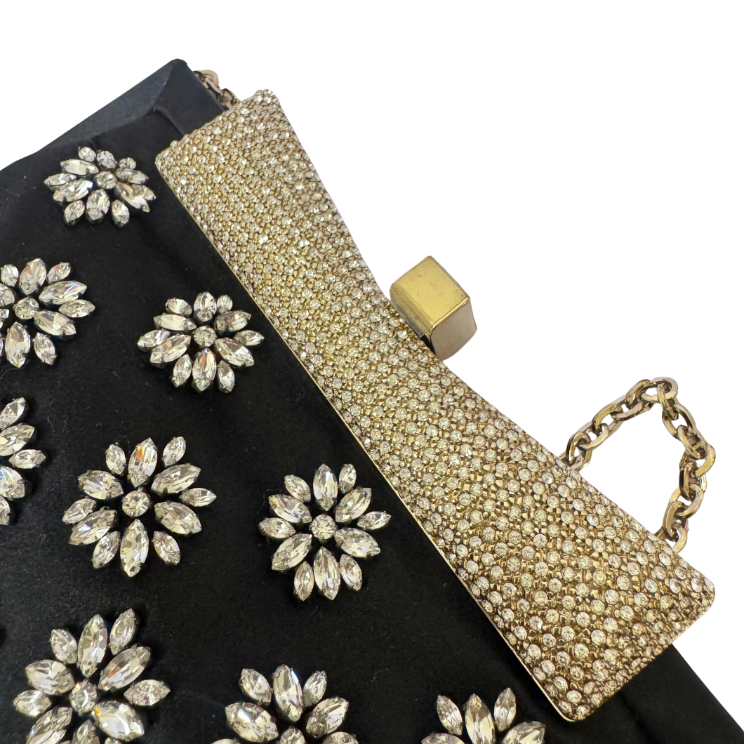 Valentino Garavani Crystal-Embellished Evening Clutch in Black