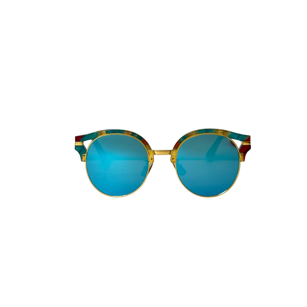 Gentle Monster Merlynn Sunglasses in Turquoise Blue Mirror