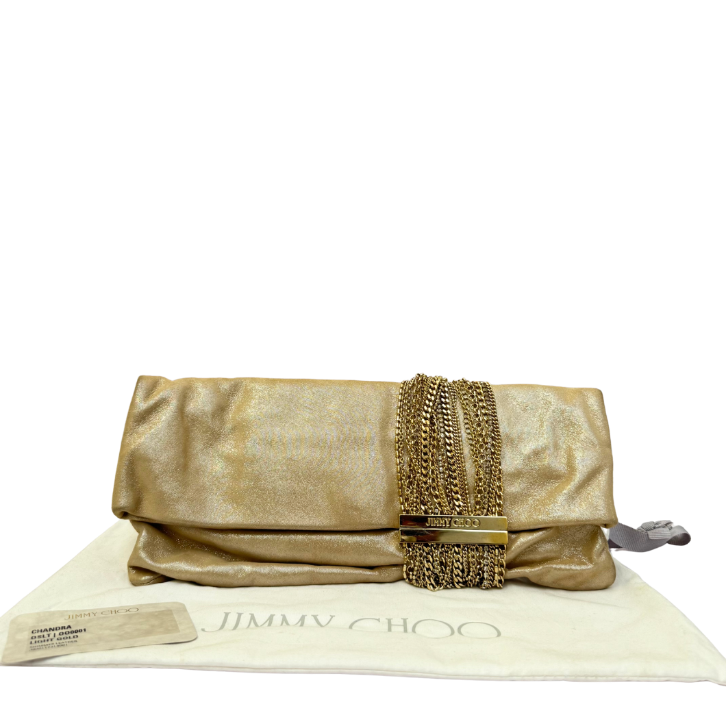 Jimmy Choo Chandra Clutch in Metallic Gold