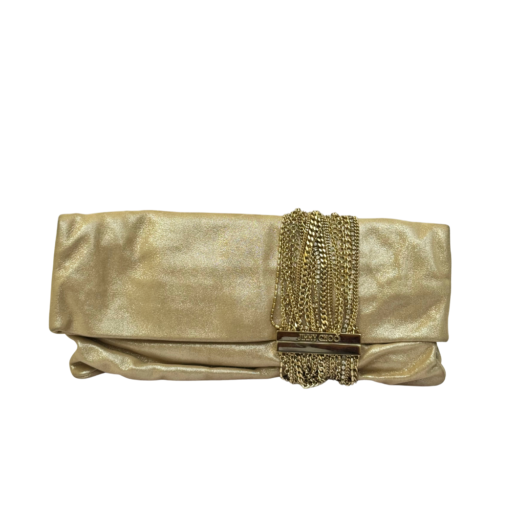 Jimmy Choo Chandra Clutch in Metallic Gold