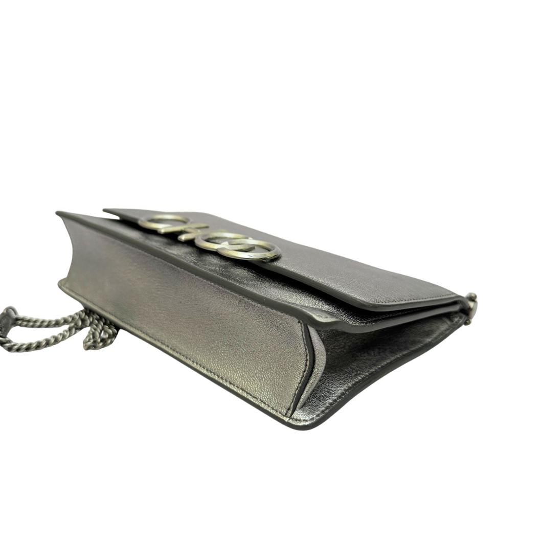 Jimmy Choo Sidney Crossbody Bag in Metallic Leather with CHOO Logo