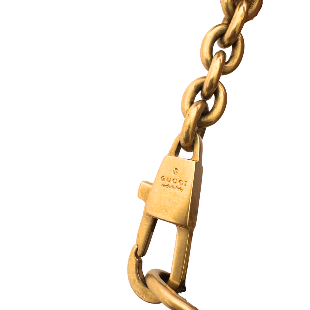 Gucci Monogram Horsebit Chain Bag in GG Supreme Canvas with Gold Hardware