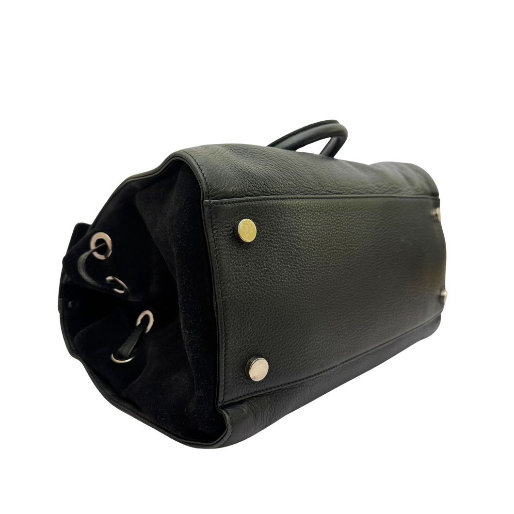 Jimmy Choo Rosalie Satchel in Black Grained Leather