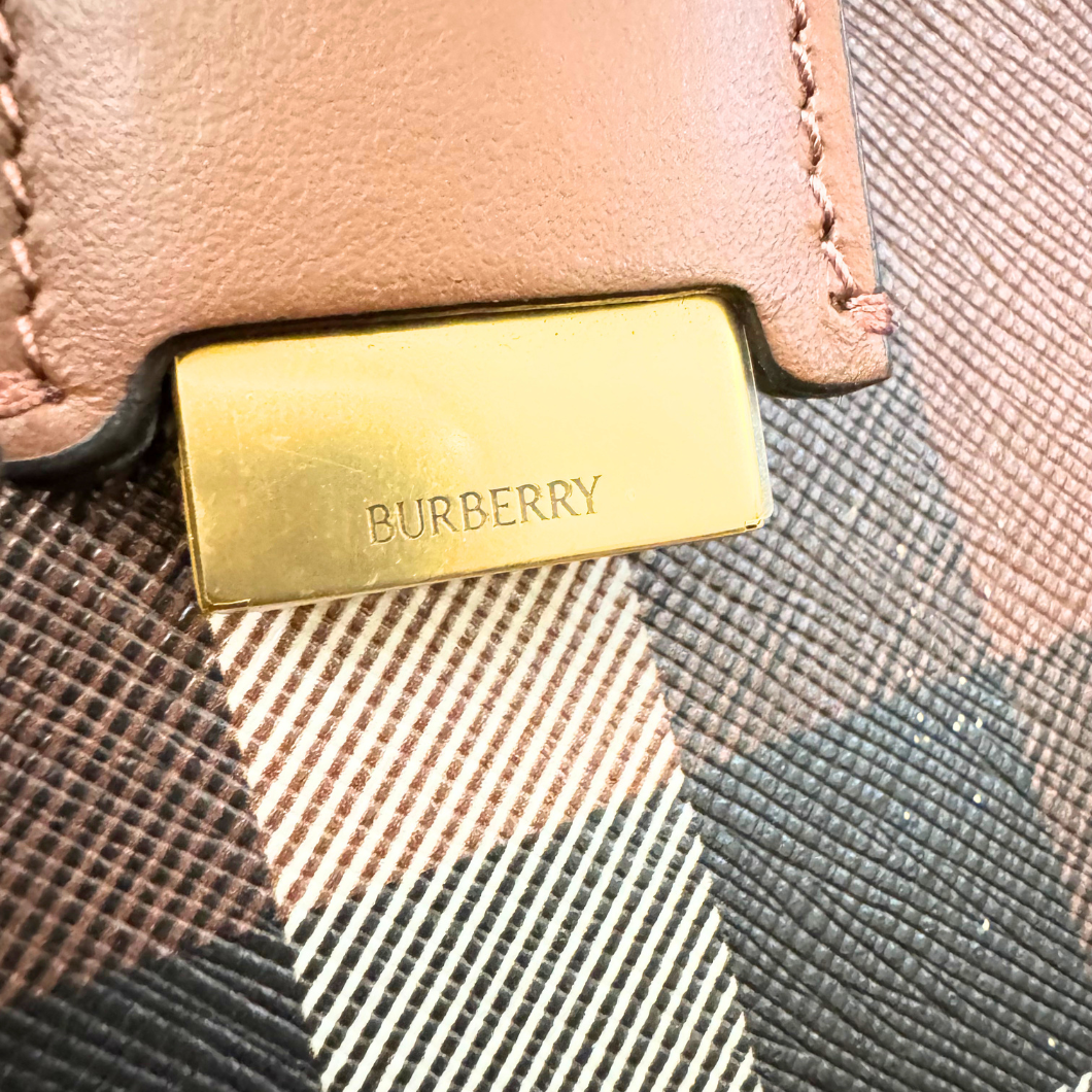 Burberry Medium Check Tote in Dark Birch Brown