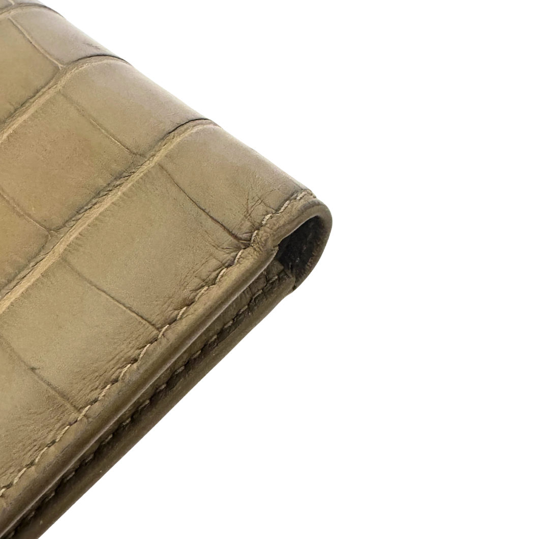 Loro Piana Bifold Wallet in Olive Green Alligator Leather