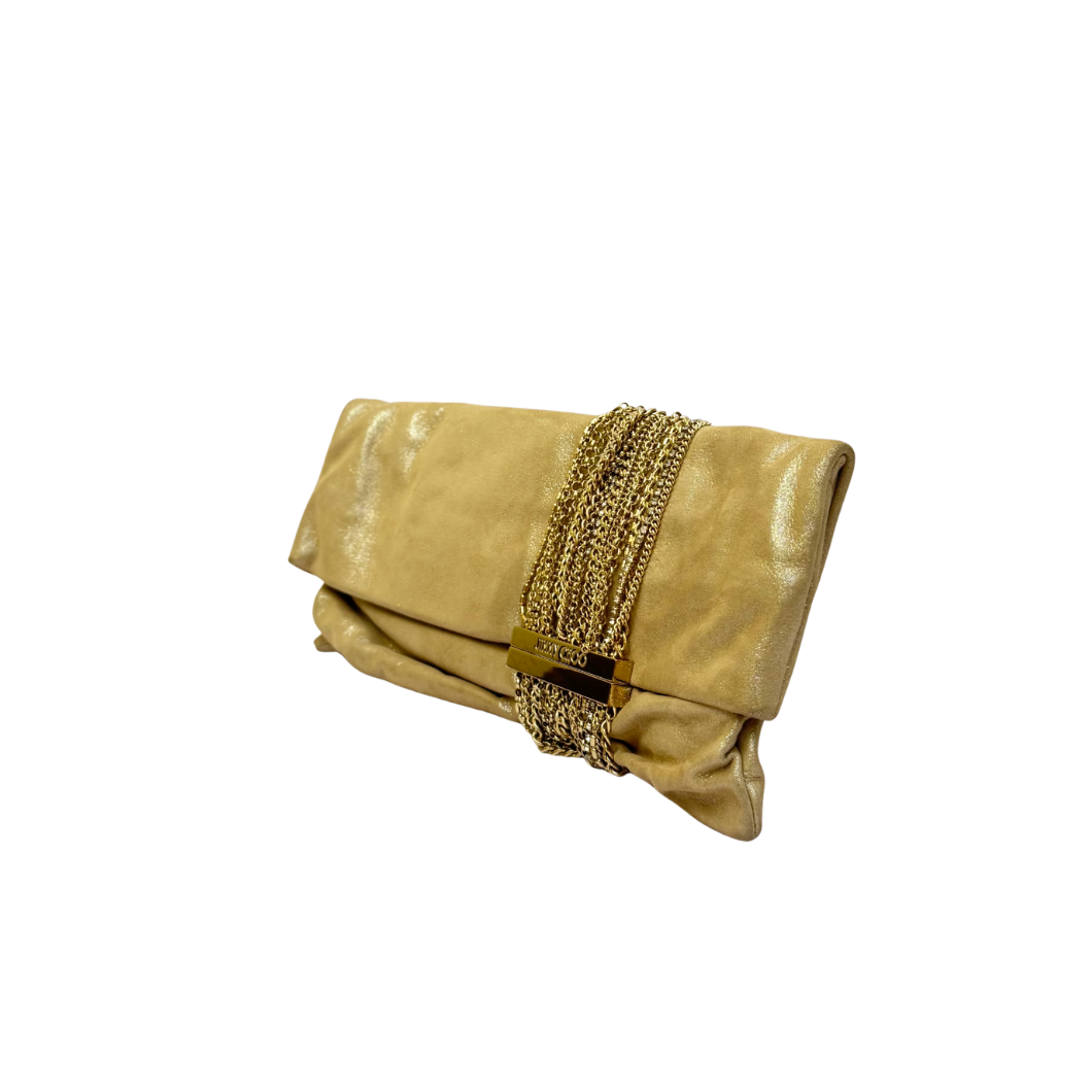 Jimmy Choo Chandra Clutch in Metallic Gold