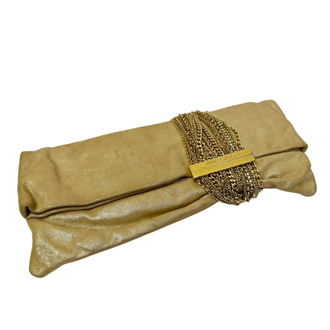 Jimmy Choo Chandra Clutch in Metallic Gold