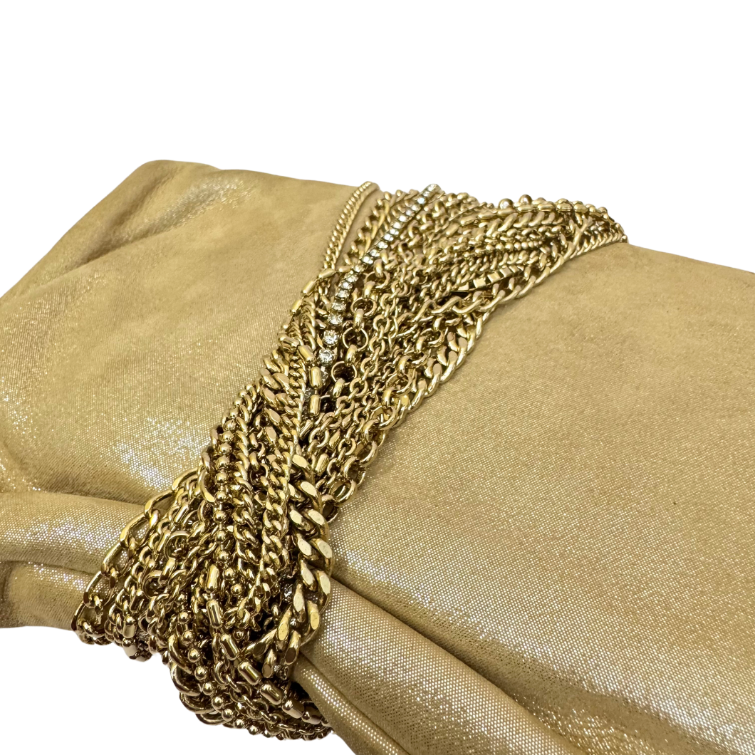 Jimmy Choo Chandra Clutch in Metallic Gold