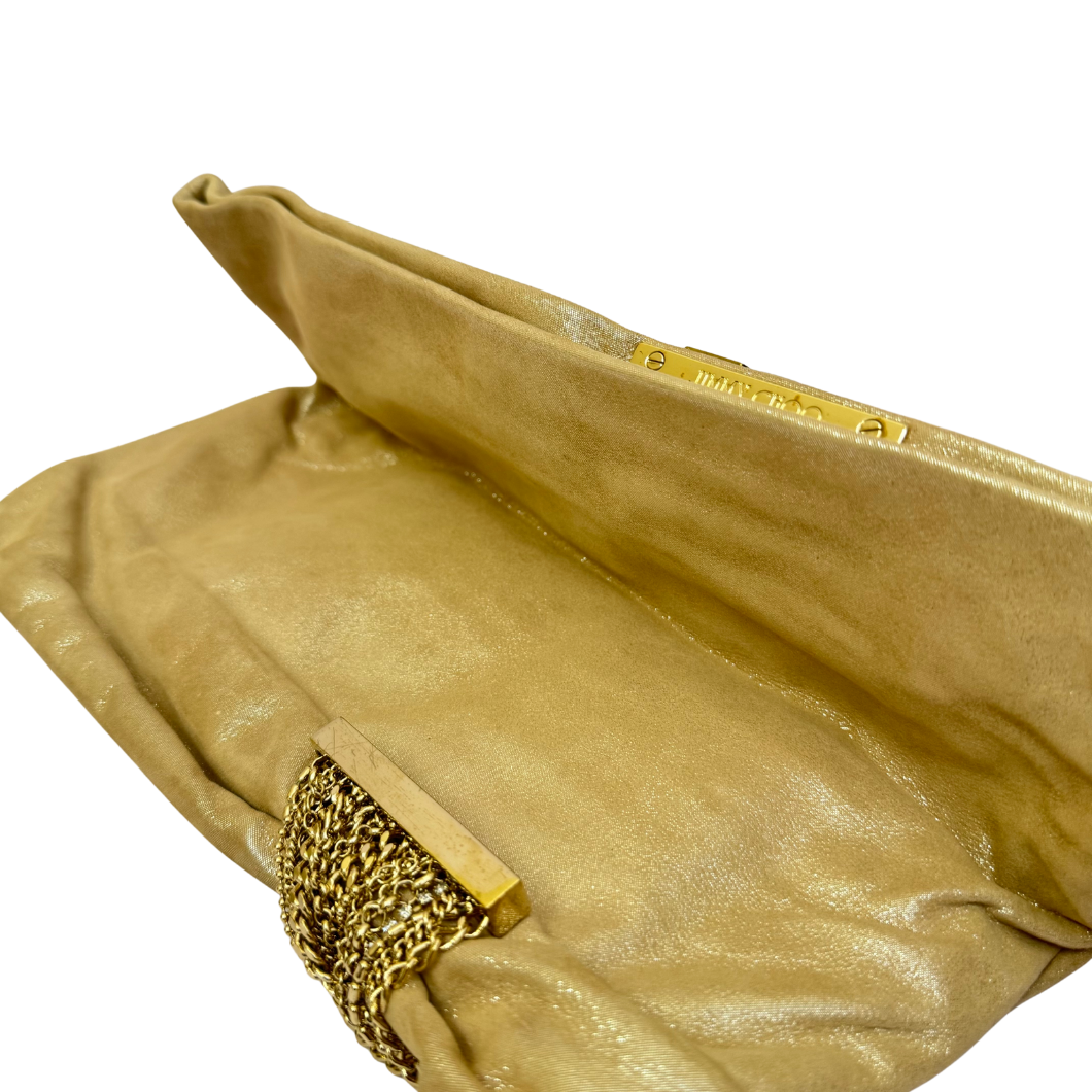Jimmy Choo Chandra Clutch in Metallic Gold