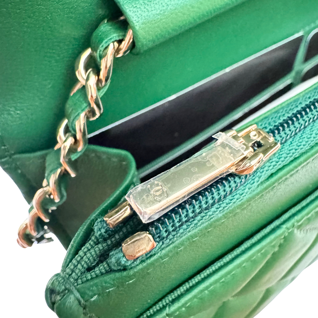 Chanel Wallet on Chain in Green Quilted Leather