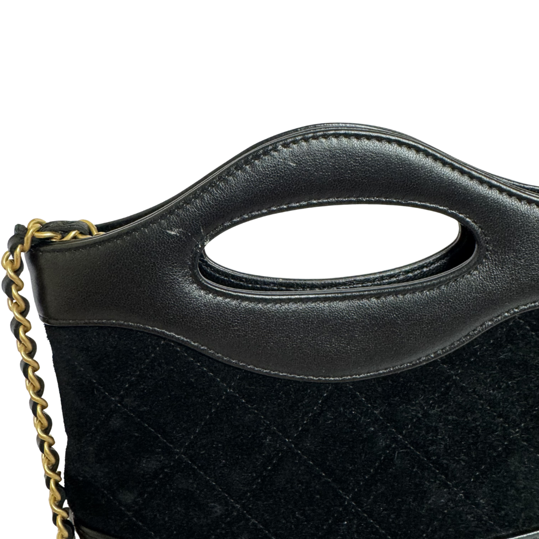 Chanel 31 Mini Shopping Bag in Black Velvet and Lambskin