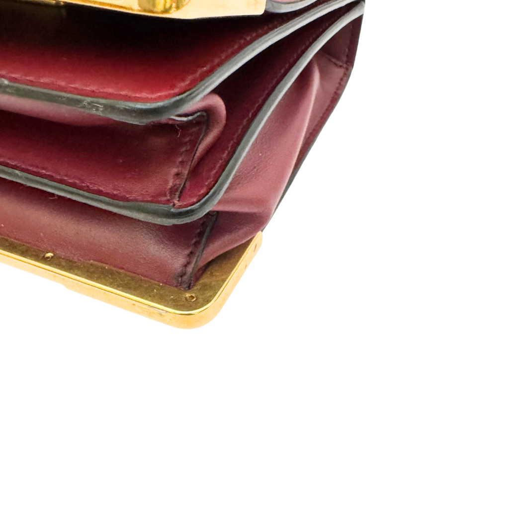 Prada Cahier Shoulder Bag in Burgundy Leather