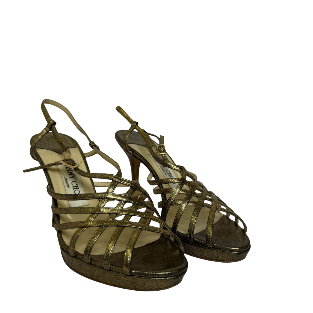 Jimmy Choo Metallic Cage Sandals