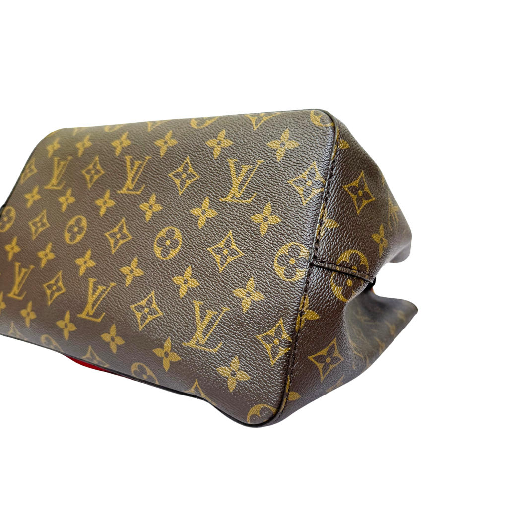 Louis Vuitton NéoNoé Bucket Bag in Monogram with Red