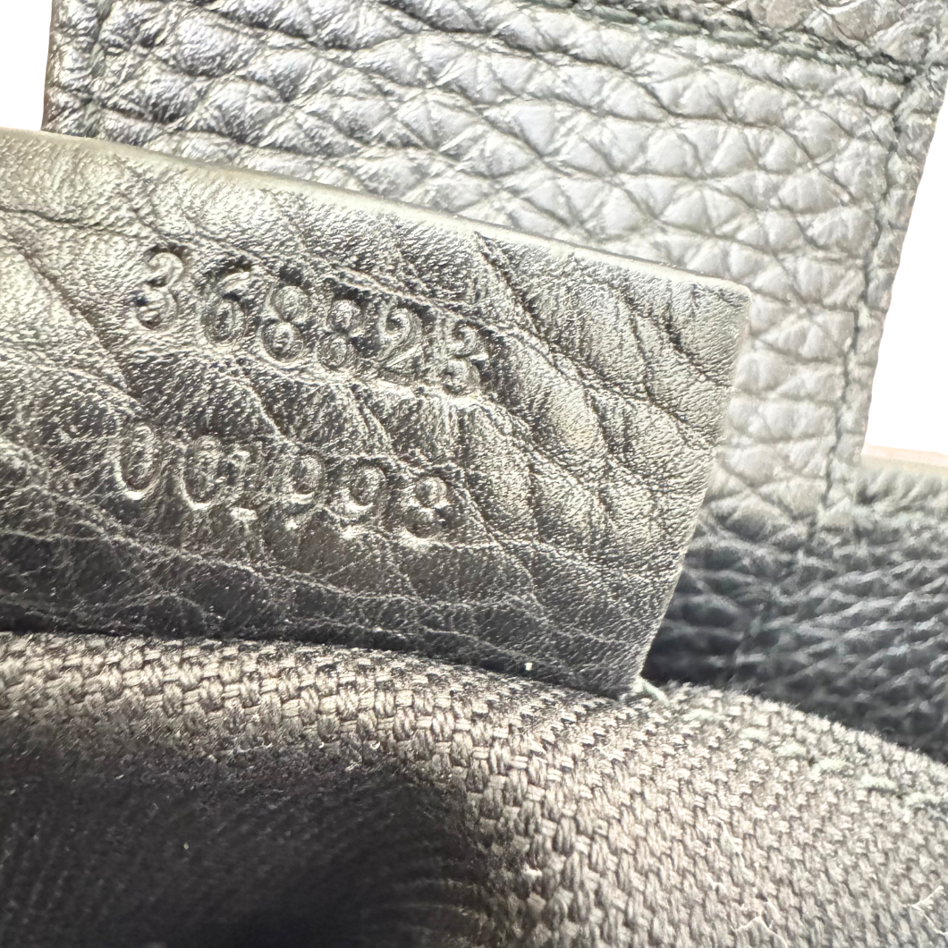 Gucci Bamboo Shopper in Black Pebbled Leather