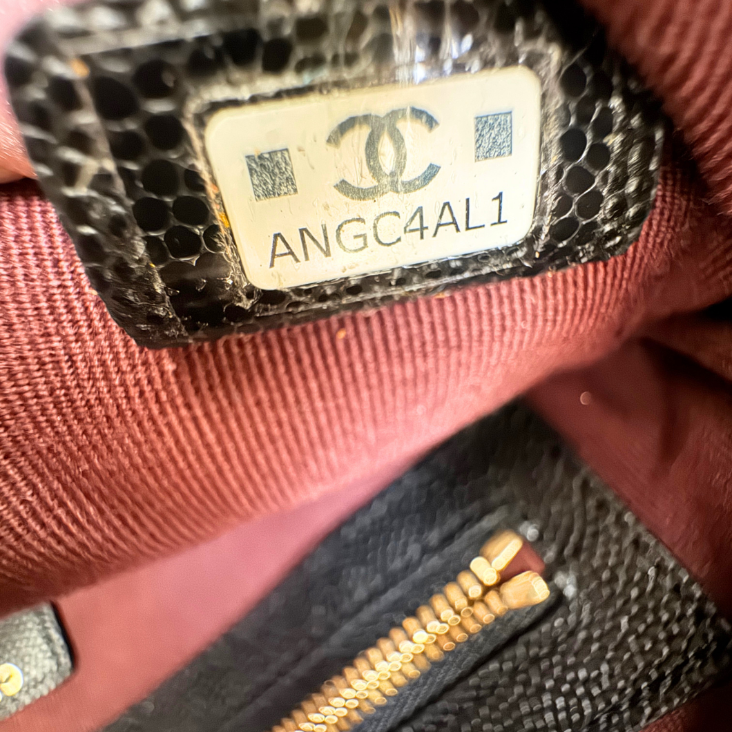Chanel O Case Large Zip Pouch in Black Caviar Leather