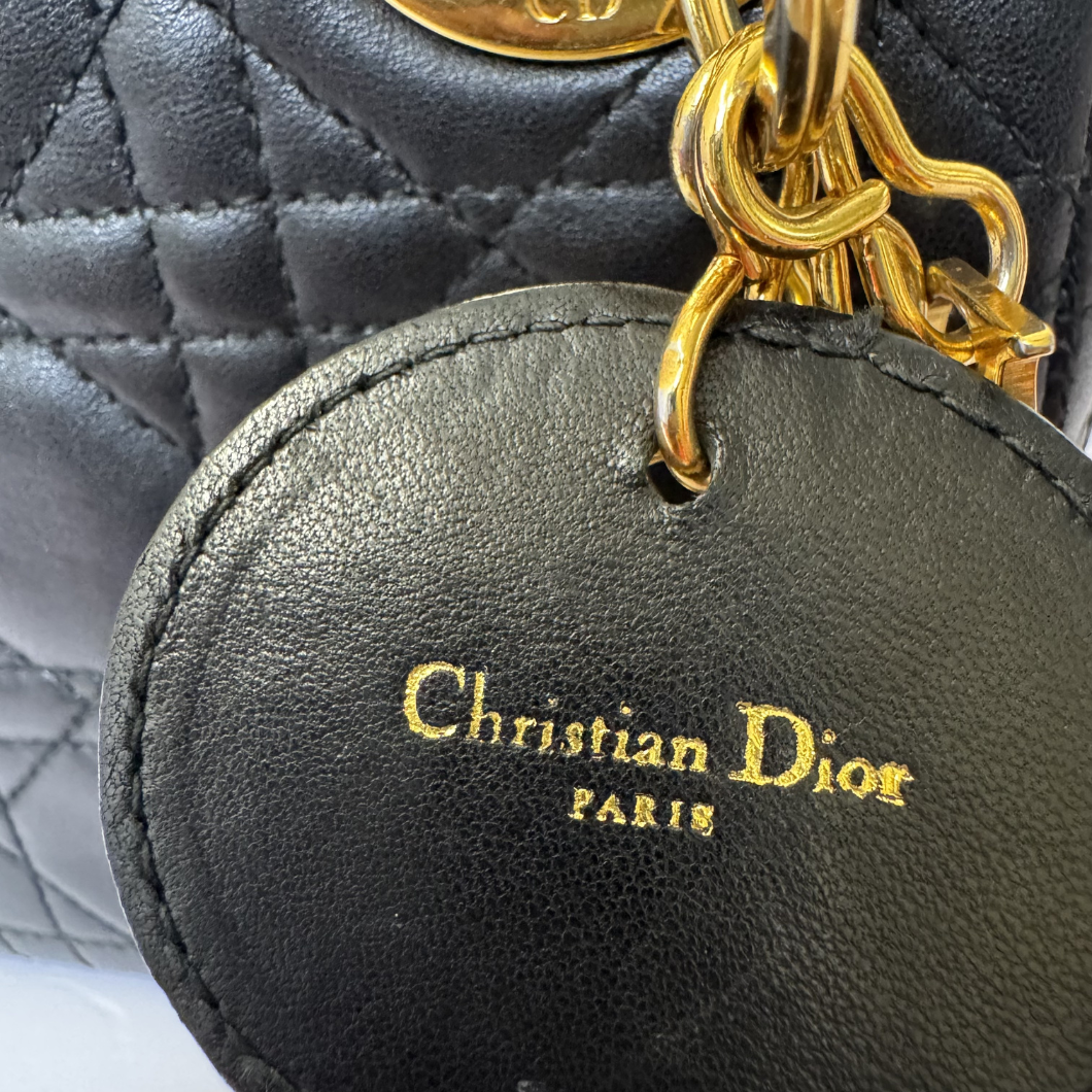 Christian Dior Mini Lady Dior Bag in Black with 24K Gold Hardware