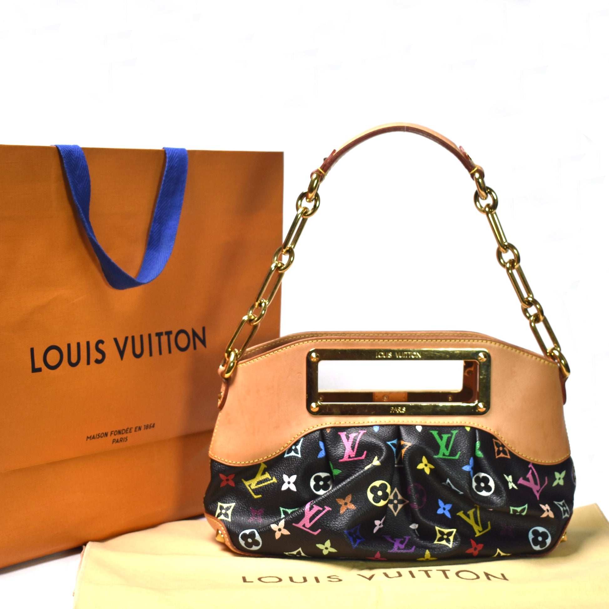 Louis Vuitton Black Multicolore Judy GM Handbag