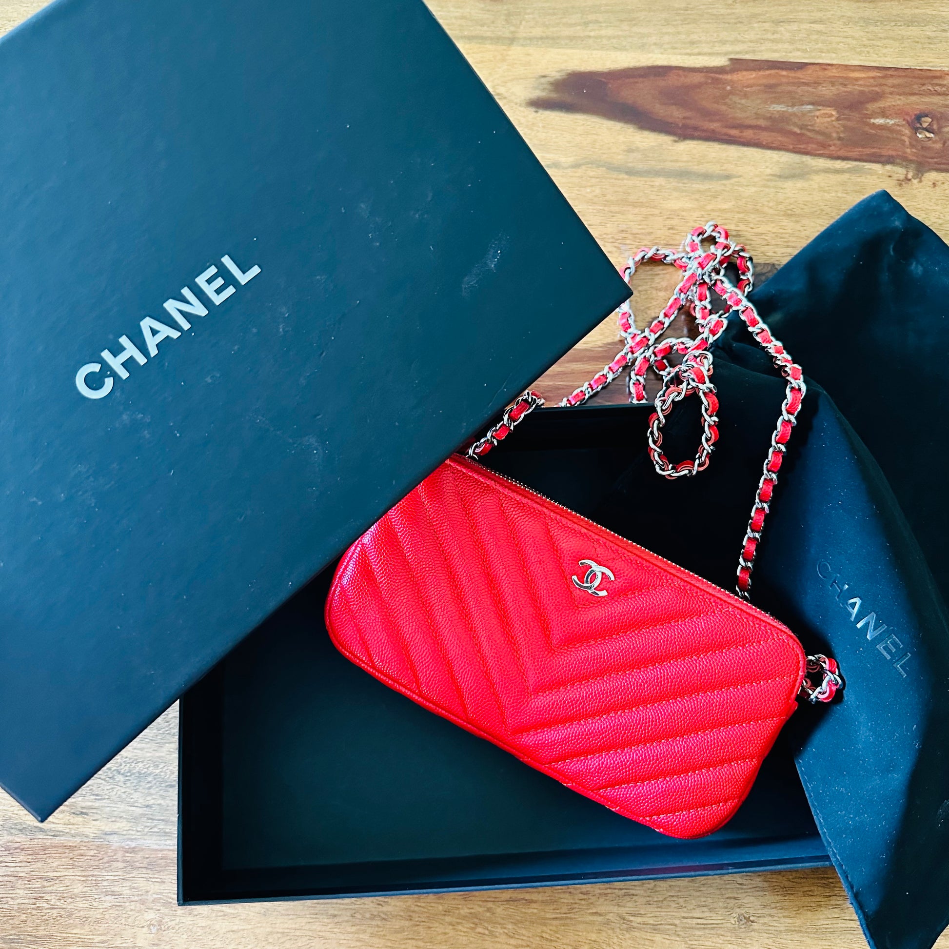 Chanel wallet on 2025 chain double zip