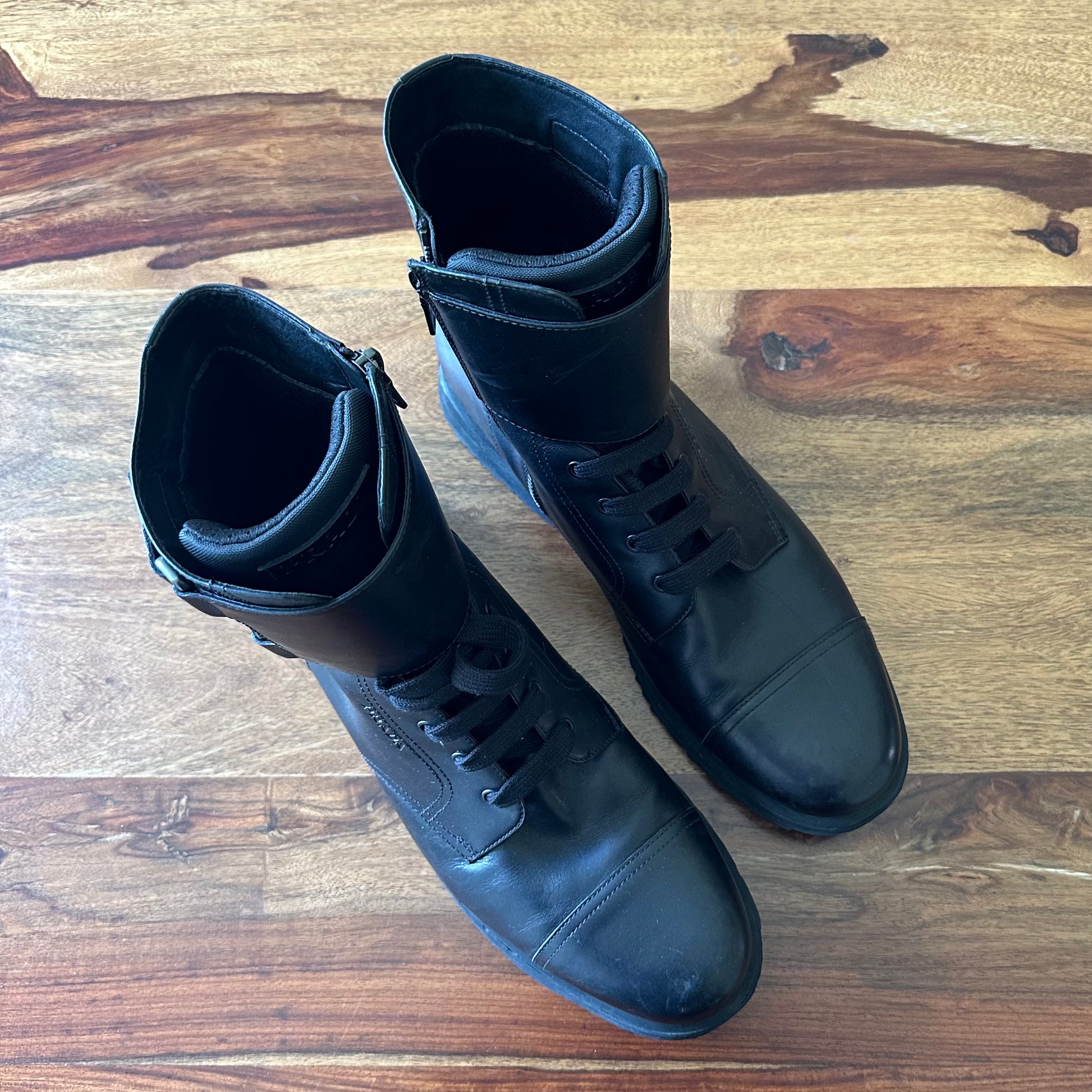 Prada Leather Combat Boots Size 10 Luxe March India