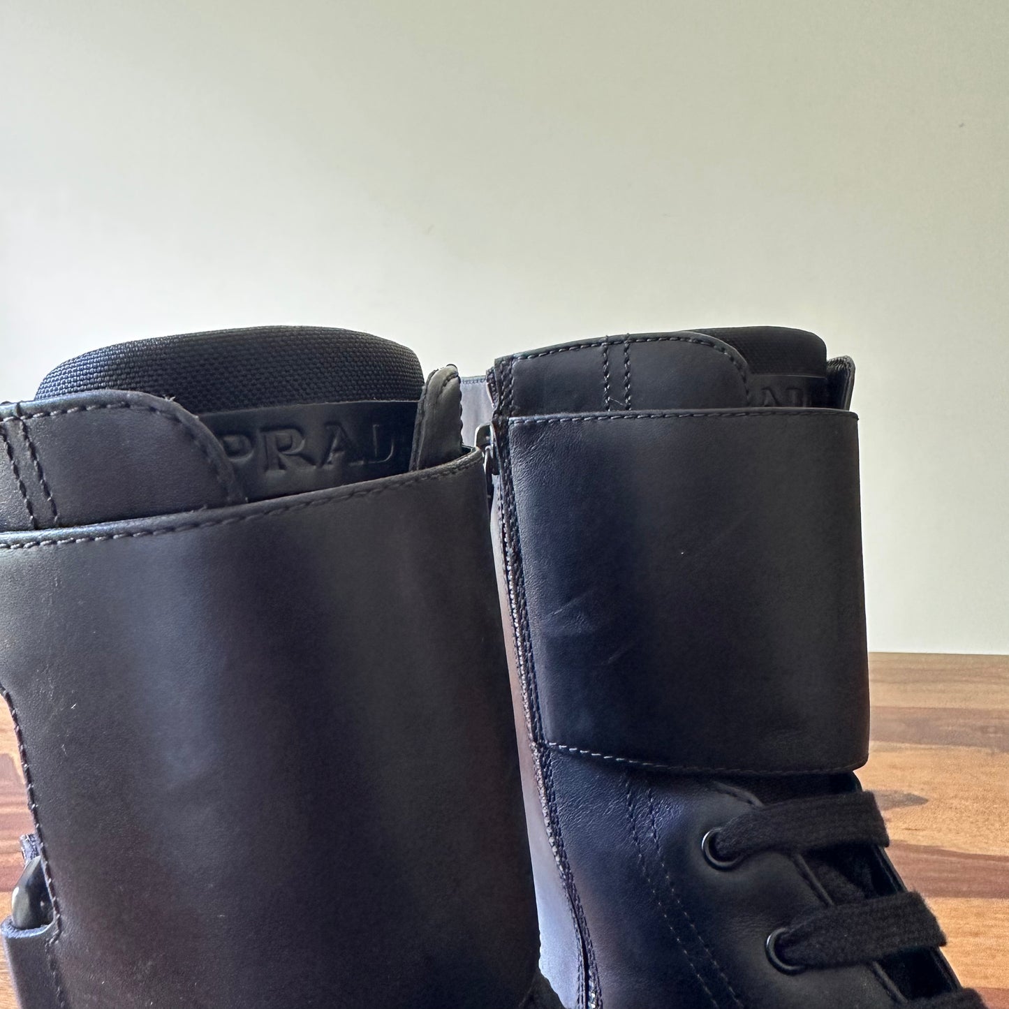 Prada Leather Combat Boots - Size 10