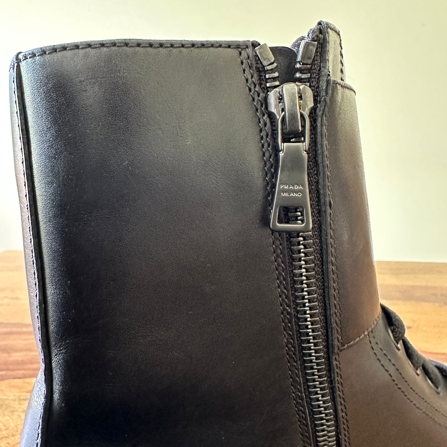 Prada Leather Combat Boots - Size 10