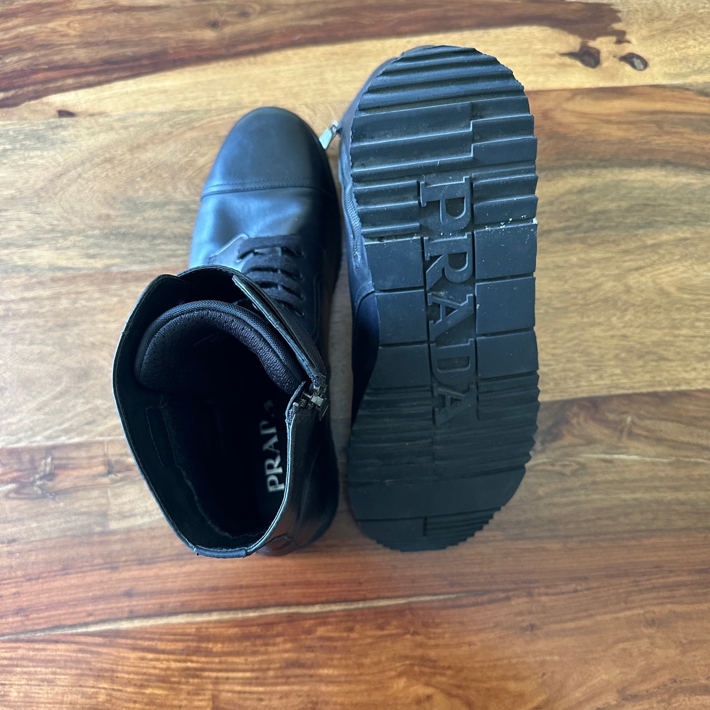 Prada Leather Combat Boots - Size 10