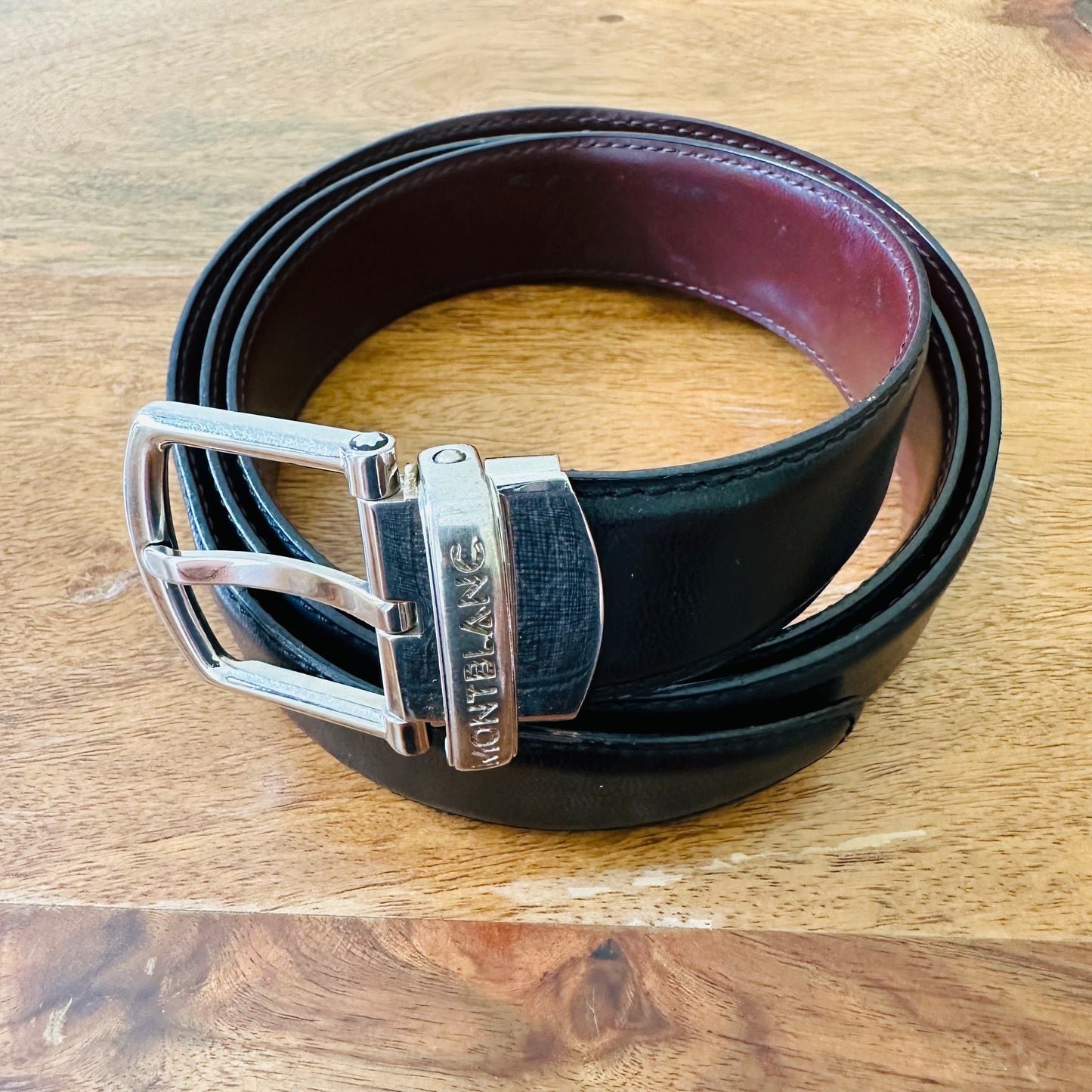 Mont Blanc Buckle Leather Belt - Size 38inches