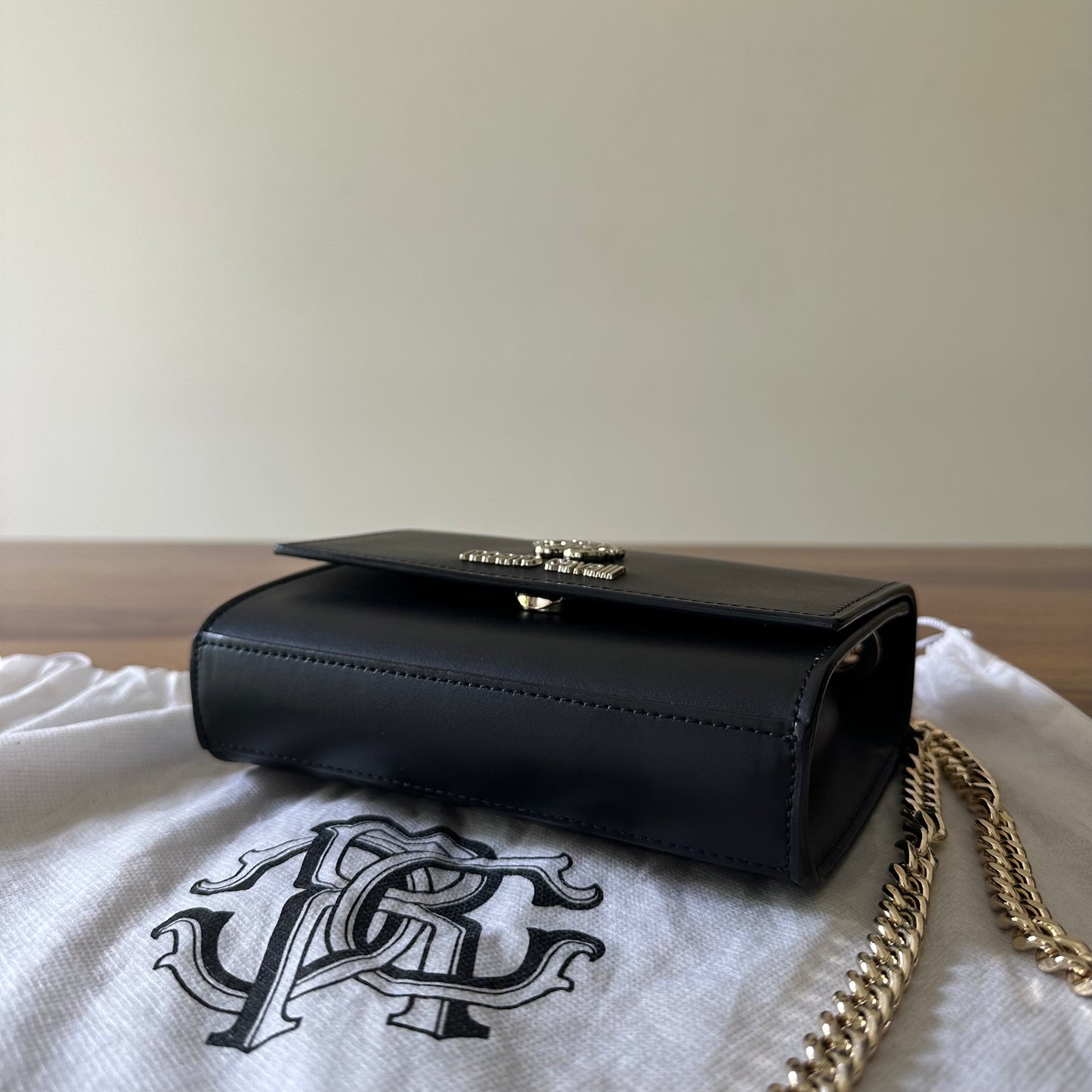 Roberto Cavalli Black Leather Shoulder Bag