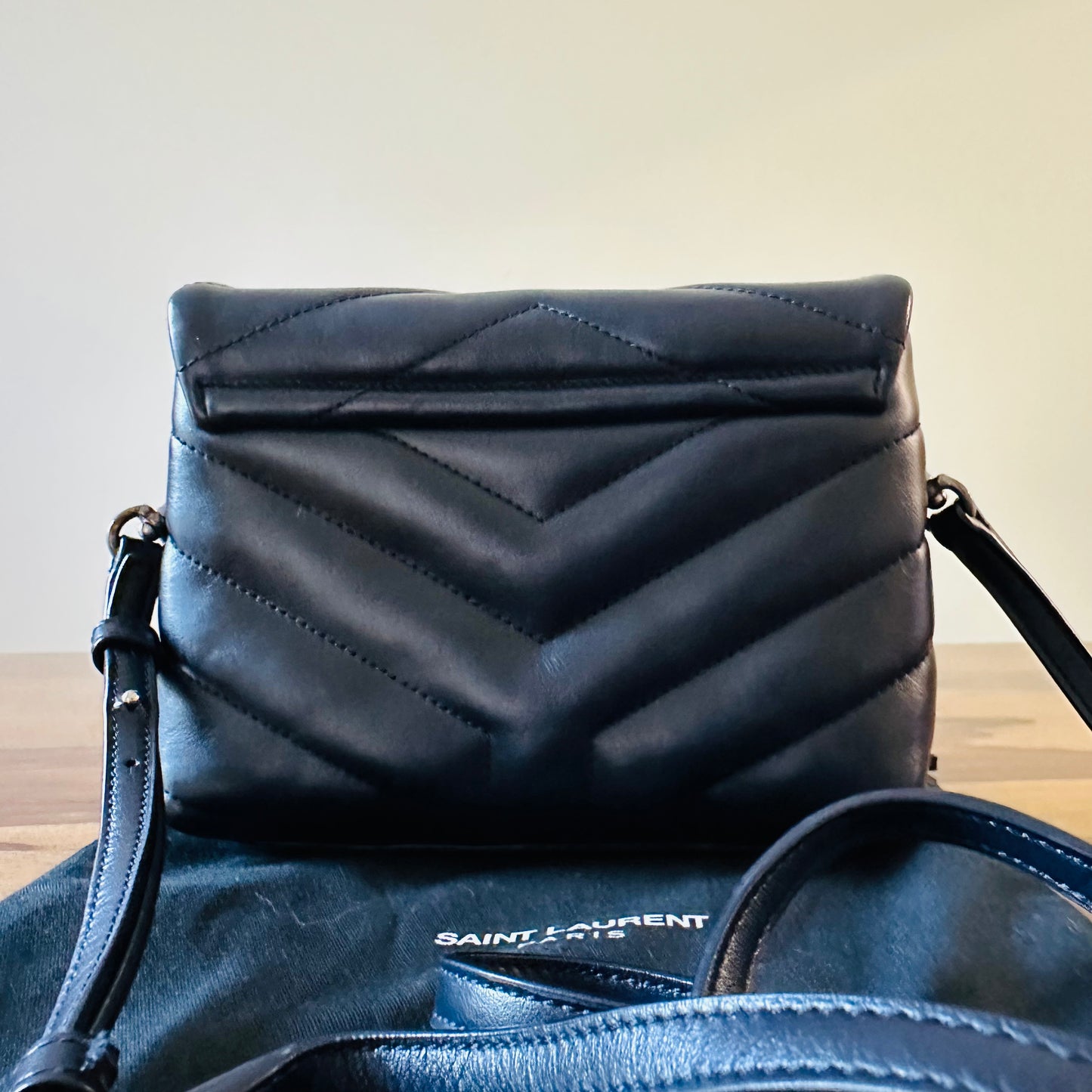 Saint Laurent Blue Leather Matelassé Toy Loulou Bag