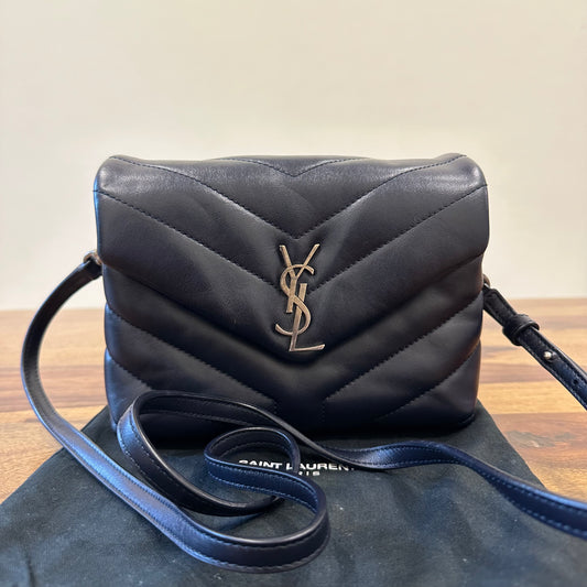 Saint Laurent Blue Leather Matelassé Toy Loulou Bag