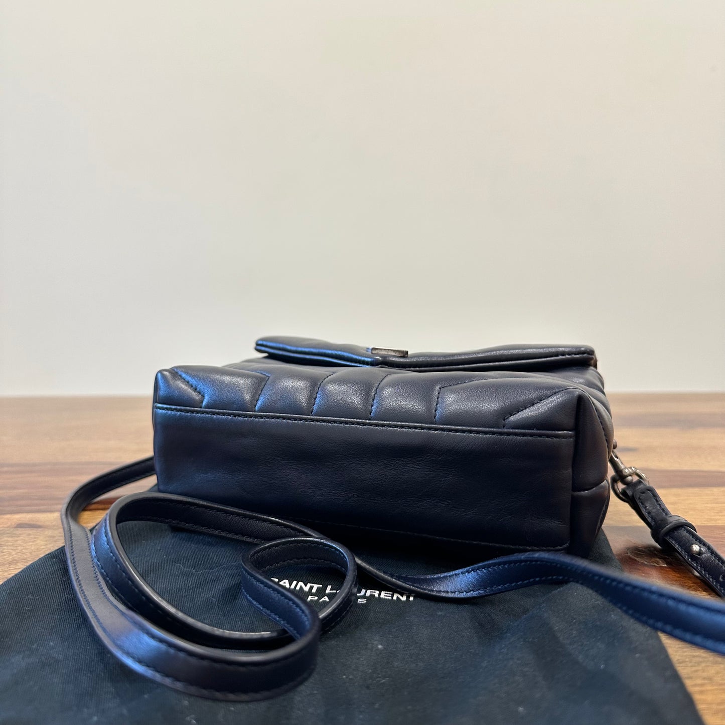 Saint Laurent Blue Leather Matelassé Toy Loulou Bag
