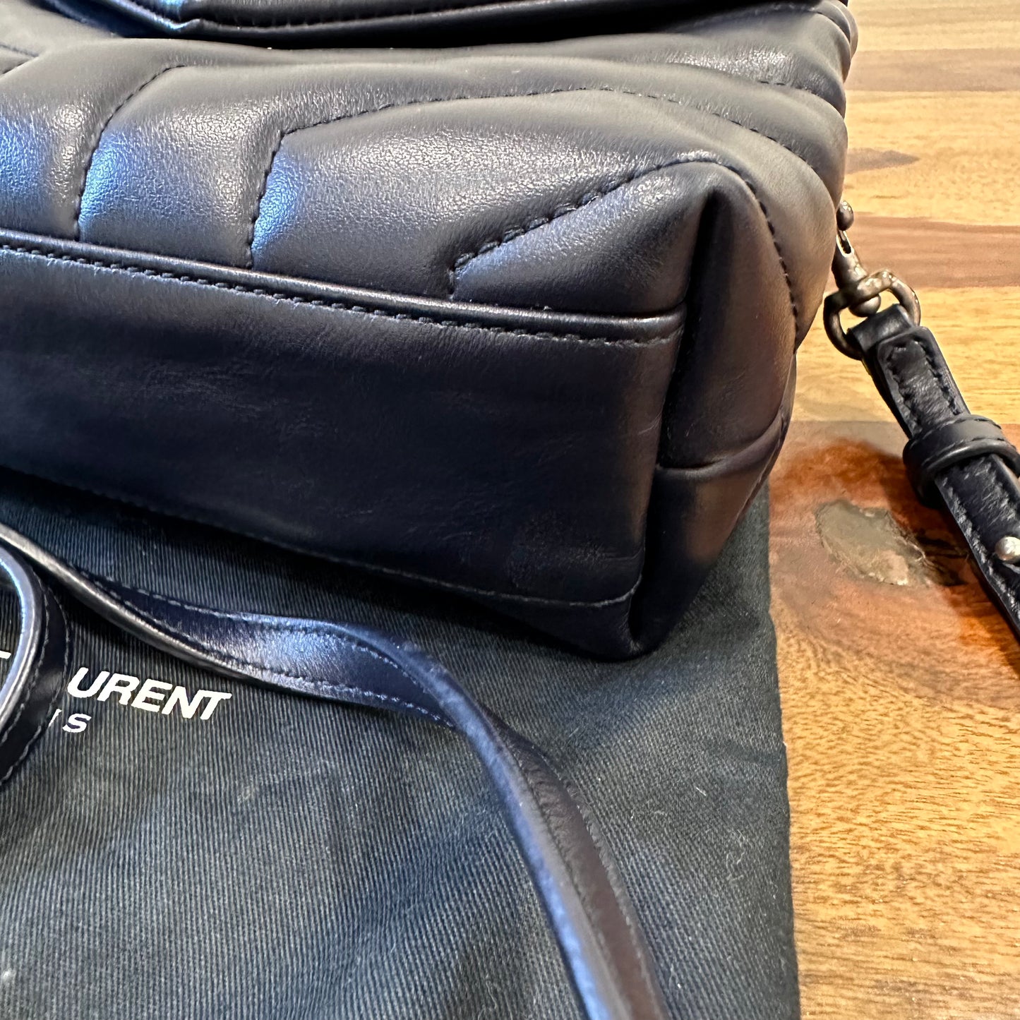Saint Laurent Blue Leather Matelassé Toy Loulou Bag
