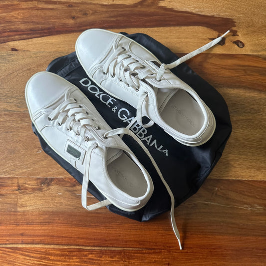 Dolce & Gabbana WhiteLeather Low Top Sneakers - Size 9