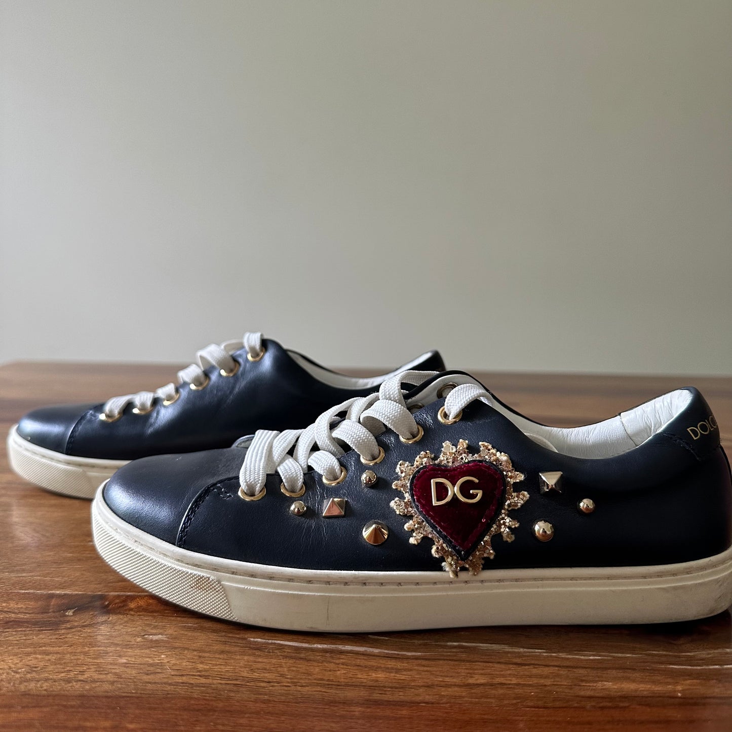 Dolce & Gabbana Blue Embellished Sneakers - Size 35.5
