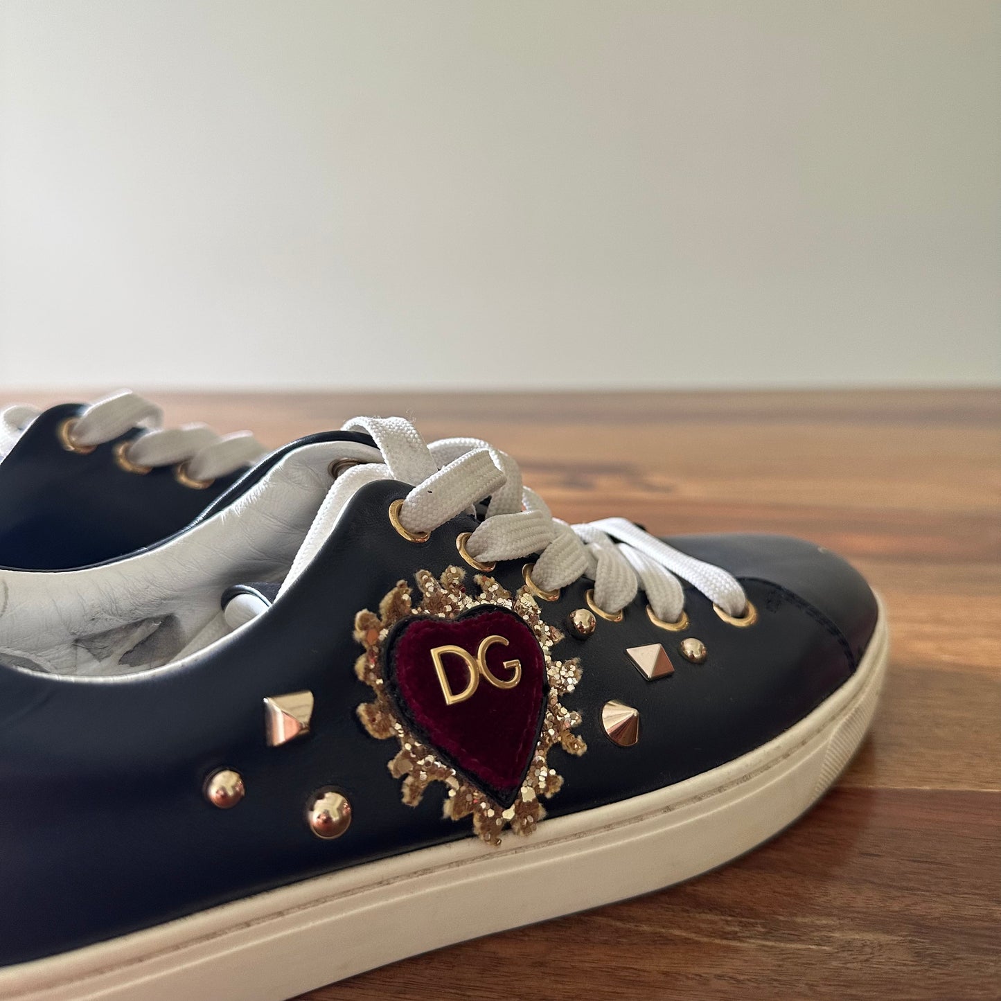 Dolce & Gabbana Blue Embellished Sneakers - Size 35.5