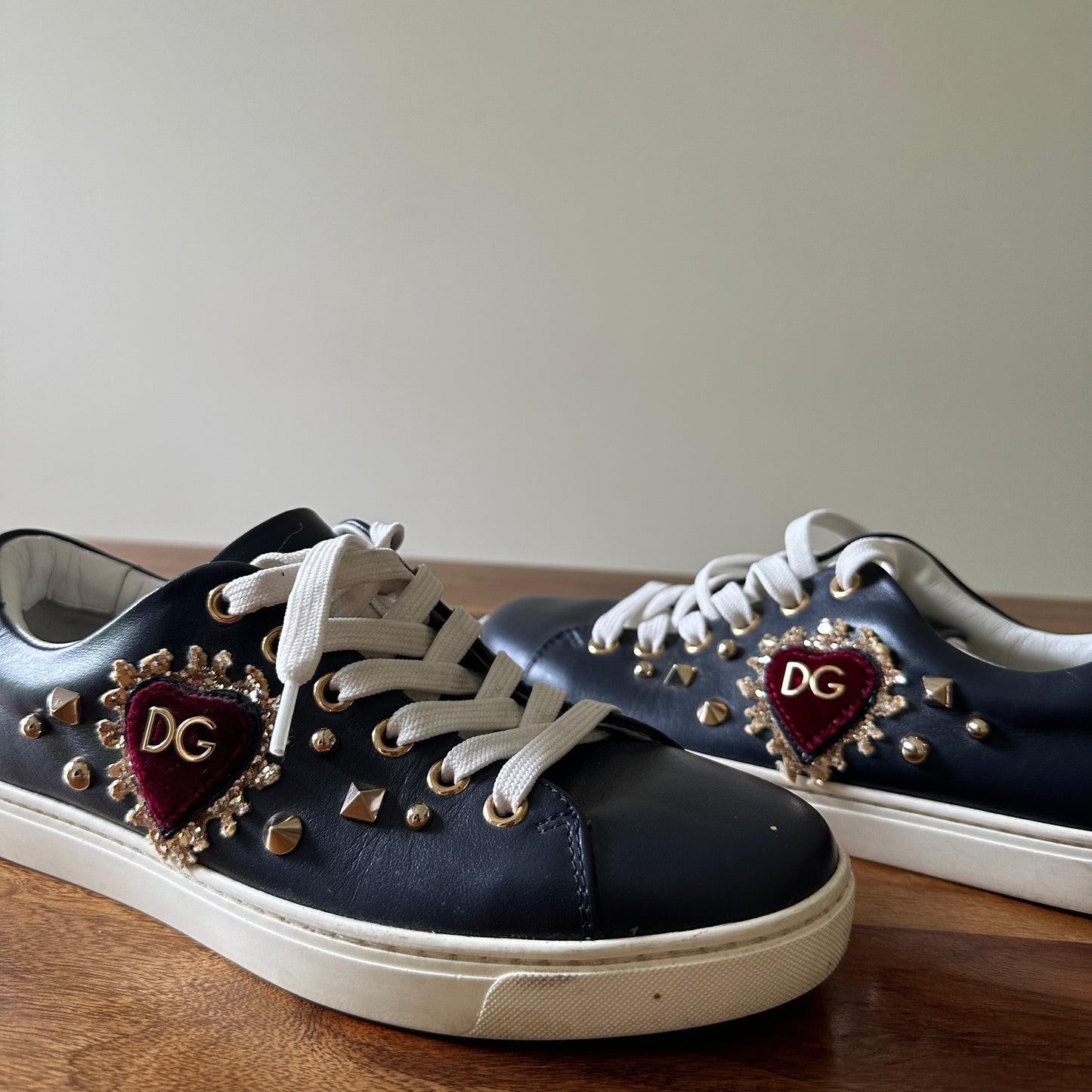 Dolce & Gabbana Blue Embellished Sneakers - Size 35.5