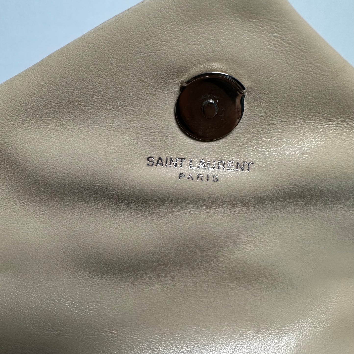 Saint Laurent Beige Leather Matelassé Toy Loulou Bag