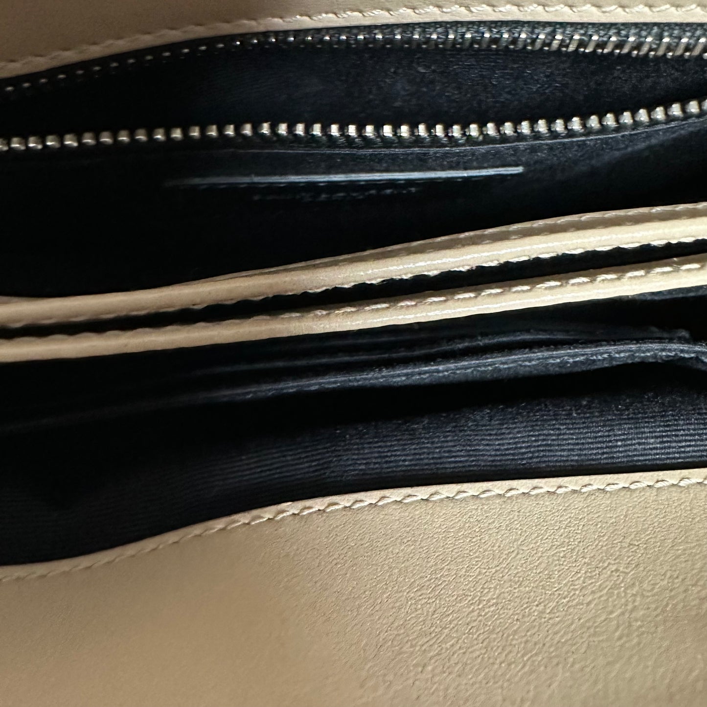 Saint Laurent Beige Leather Matelassé Toy Loulou Bag