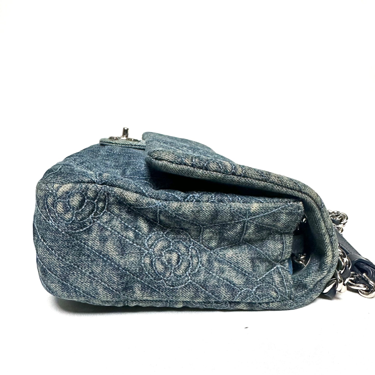 Chanel Denim Camilia Single Flap Bag