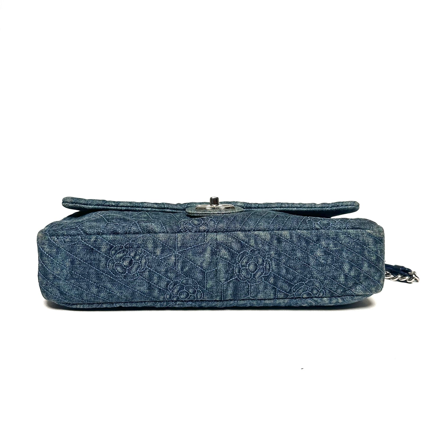 Chanel Denim Camilia Single Flap Bag