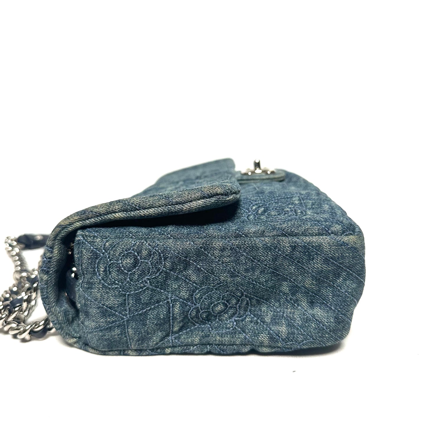 Chanel Denim Camilia Single Flap Bag