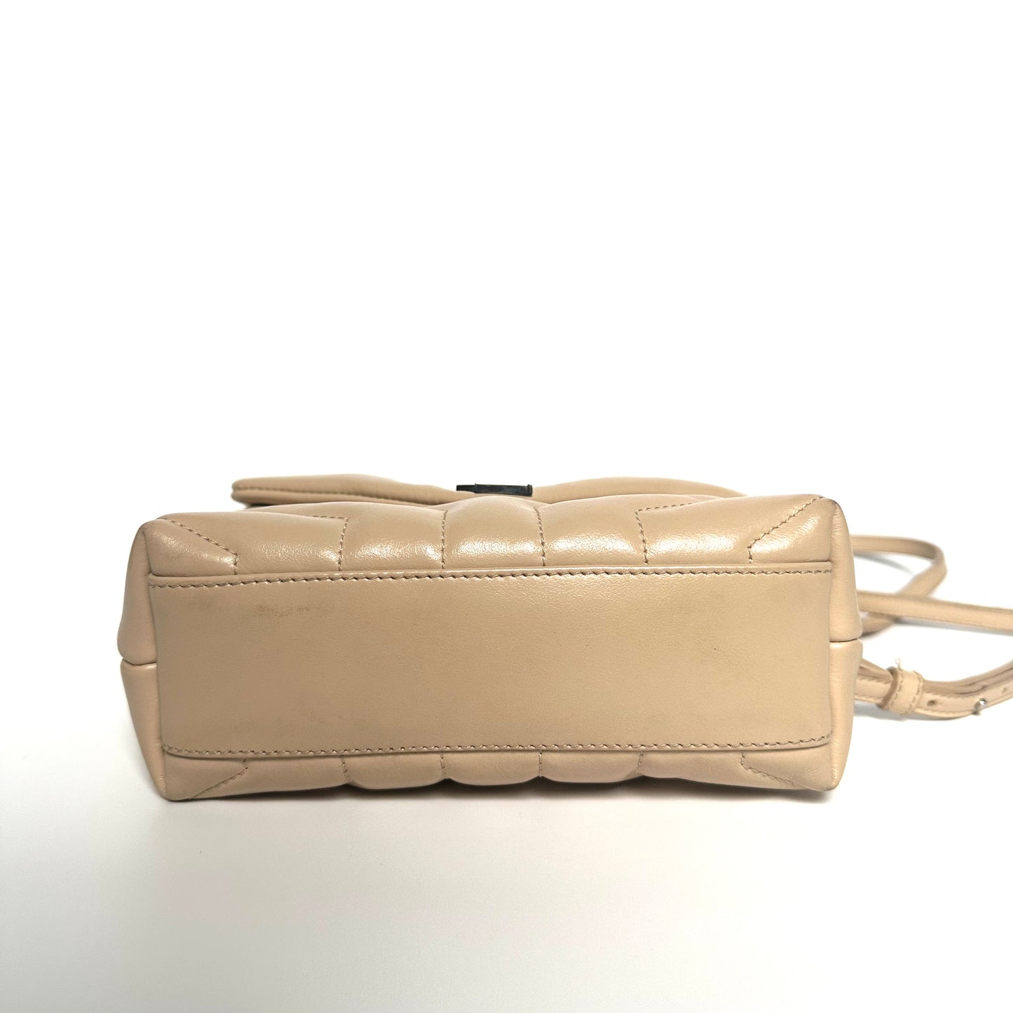 Saint Laurent Beige Leather Matelassé Toy Loulou Bag