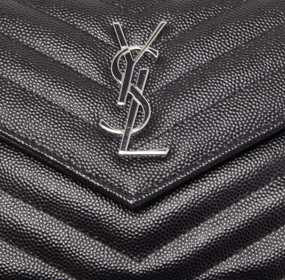 Saint Laurent Black Leather Cassandre Chain Clutch
