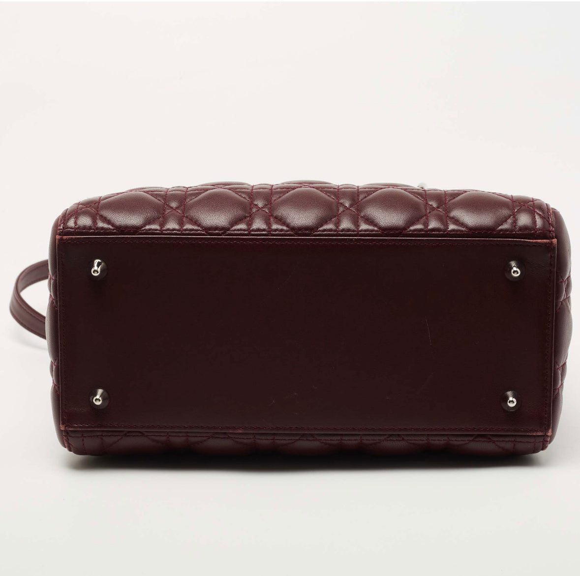 Christian Dior Cannage Leather Medium Lady Dior in Burgundy Lambskin
