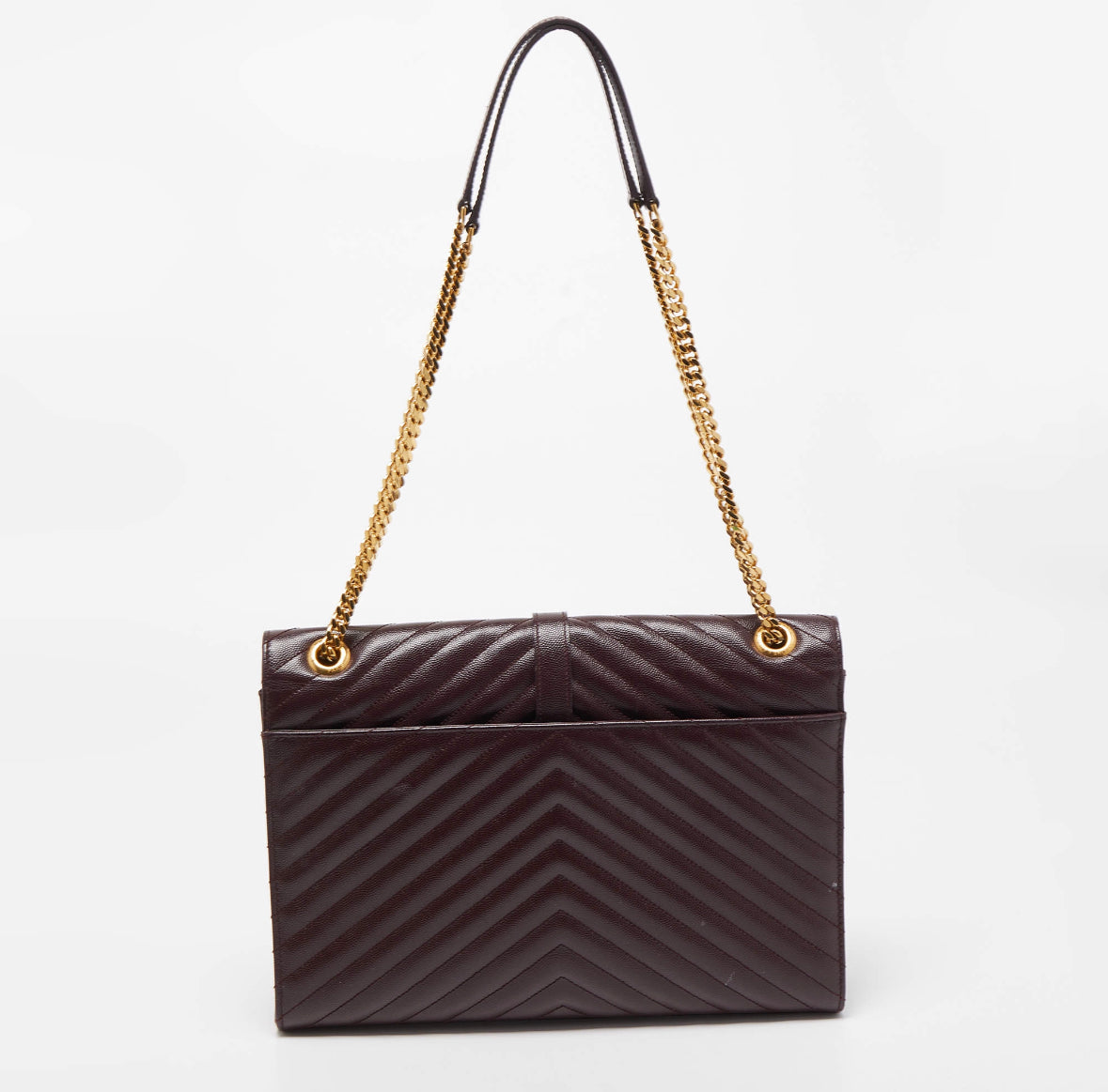 Saint Laurent Burgundy Matelasse Leather Large Monogram Envelope Shoulder Bag